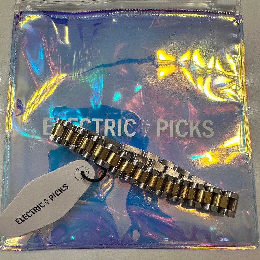 Electric Picks Bennett Two Tone Chain Silver Gold Plated Bracelet New!